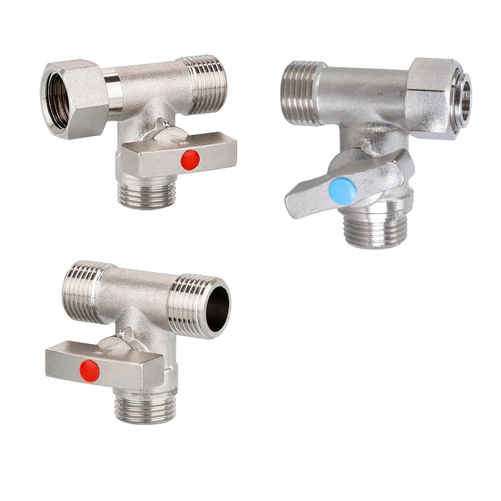 Steel Tee Stop Valve Adapter T Connector Valve Adapter Multipurpose Valves for Bidet Sprayer & Toilet Tank Installation