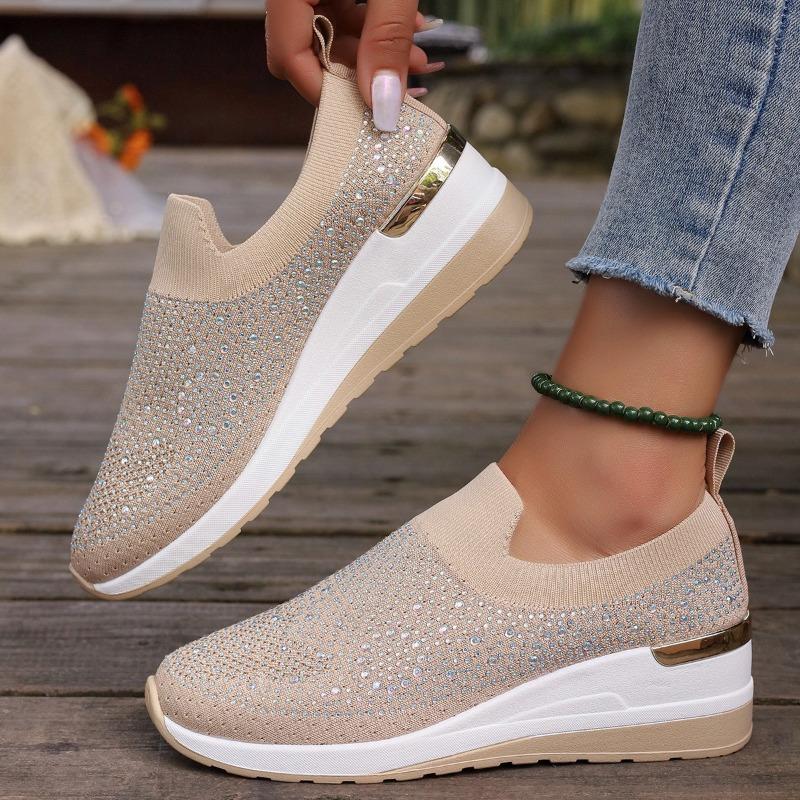 

Large size women s shoes, new round head wedge heel fashion hot diamond sports and leisure one-pedal women s shoes 37 хаки