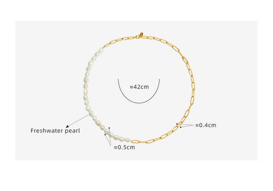 18K Gold-Plated Titanium Necklace with Freshwater Pearl Splice