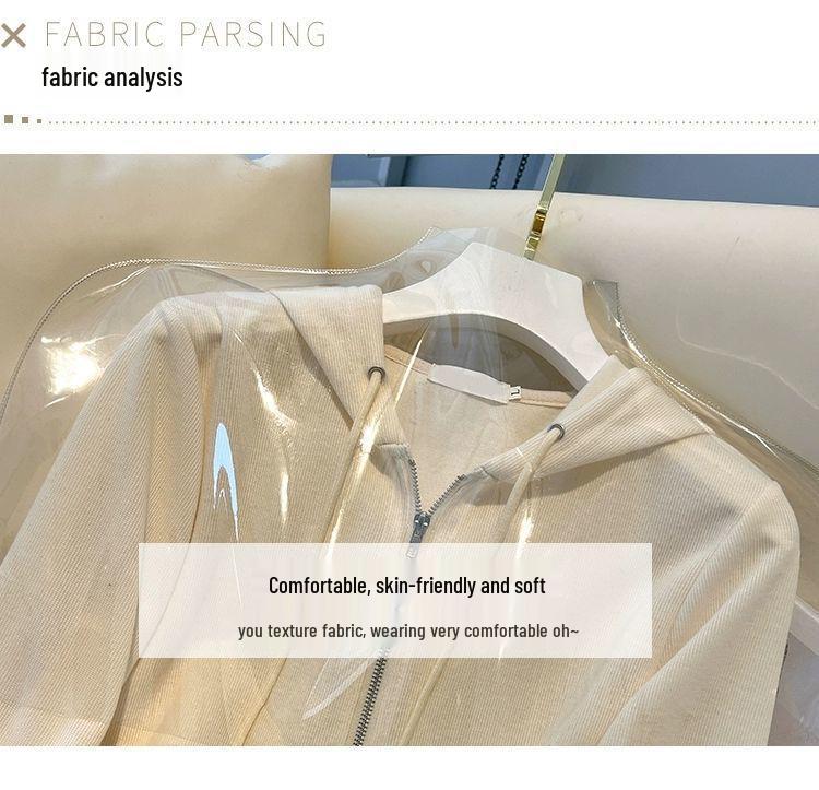 2023 Korean Style Women's Slimming Short Hooded Sweatshirt with Double-Headed Zipper