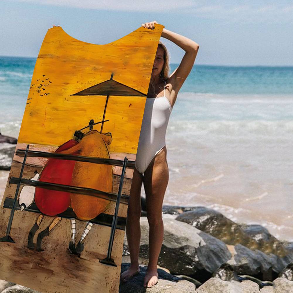 Sam Toft Art Abstract Landscape Beach Towel Colorful Bath Towels for Girl Microfiber Quick Dry Custom Sand Free Beach Yoga Spa