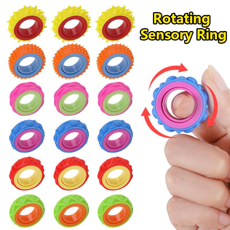 

6/12Pcs Children s Rotating Fidget Ring Finger Spinner for Kids Birthday Party Favors Pinata Filler Stress Relief Fidget Toy 6Pcs