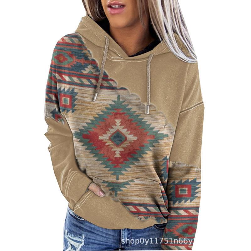 New Autumn Winter Style Trendy Women Printed Pattern Hoodie Casual Fashion Versatile Loose Long Sleeve Sweatshirt