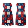 Women’s Strapless Casual Dress Sleeveless Tube Top Sundress with Firework and Star Pattern for Summer Holiday Beach Wear