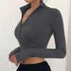 2KWEIRD Casual Y2k Clothes Crop Top Long Sleeve Women Korean Fashion Ribbed Knitted Zipper T-shirts Vintage Streetwear Tops Tees