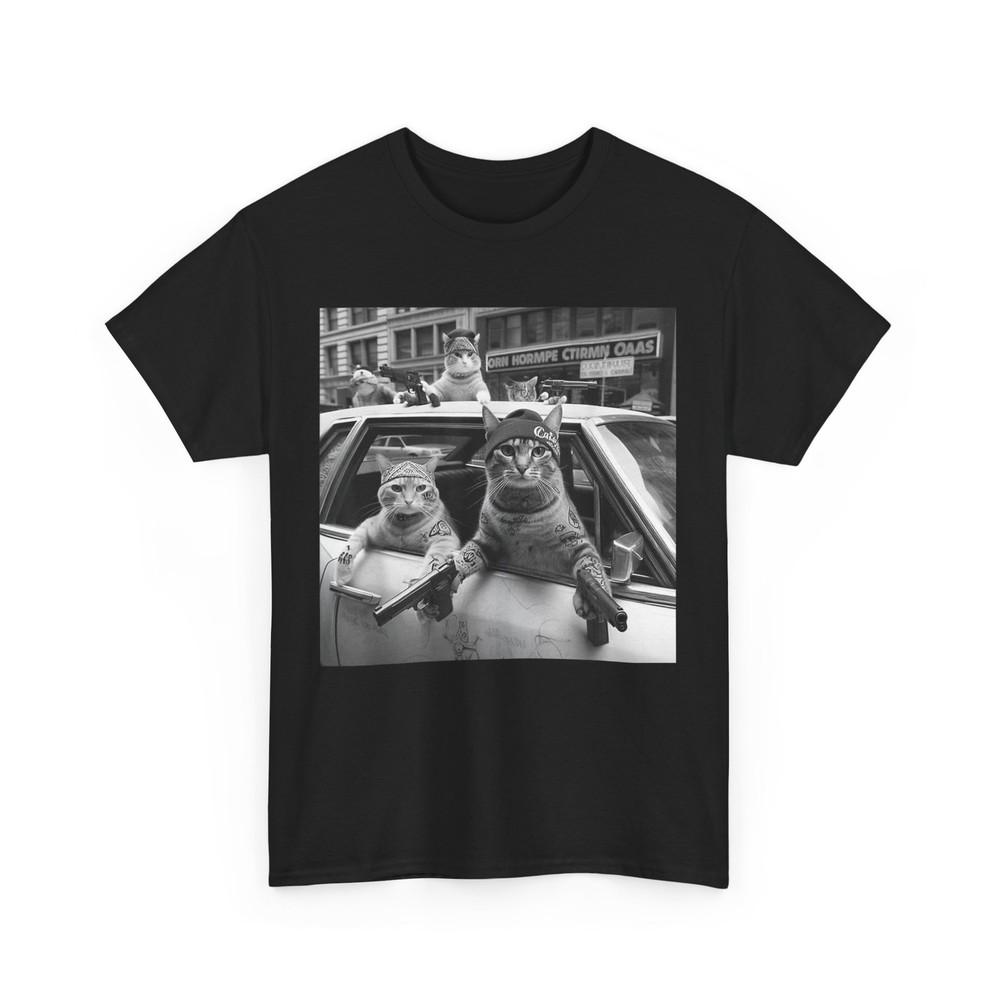 

Уличная футболка «Коты-гангстеры», Женская/мужская забавная футболка с мемом про кота L