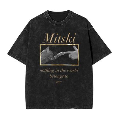 Mitski Mine All Mine Gewaschenes T-Shirt Herren Streetwear Baumwoll-T-Shirts Sommer O-Ausschnitt Freizeit-T-Shirt Benutzerdefinierte Oberteile