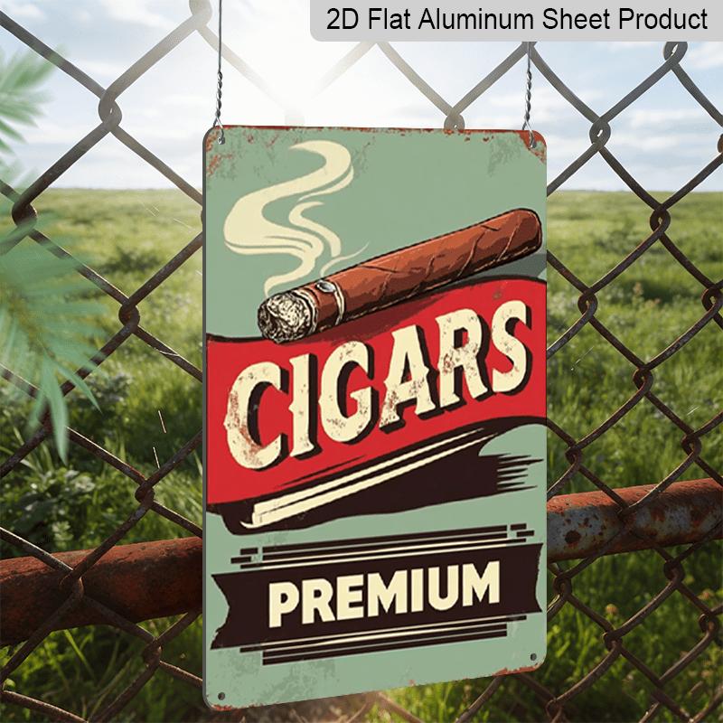 2D Flat Decorative Aluminum Sign | 7.87*11.8 Inch Plaque Tin Sign for Cigars Store, Cuban Cigar On Old Design Template, Vintage Metal Signs for Men