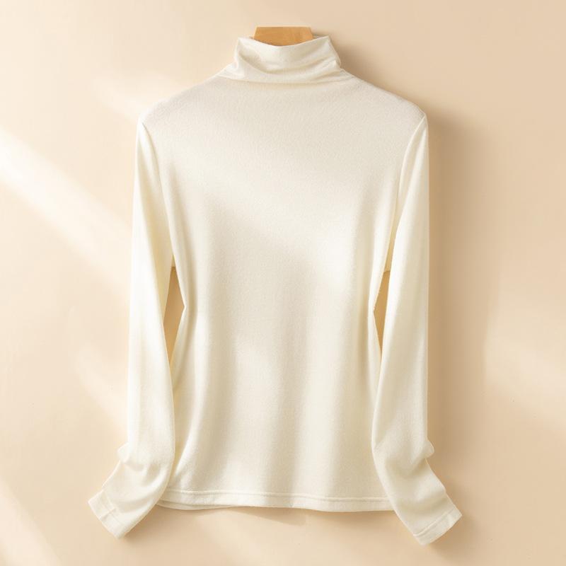 Bluse mit Stehkragen und Knopfleiste für Damen, Herbst und Winter, langärmlig, schmal geschnitten, dünn, einfarbig, mit hohem Kragen