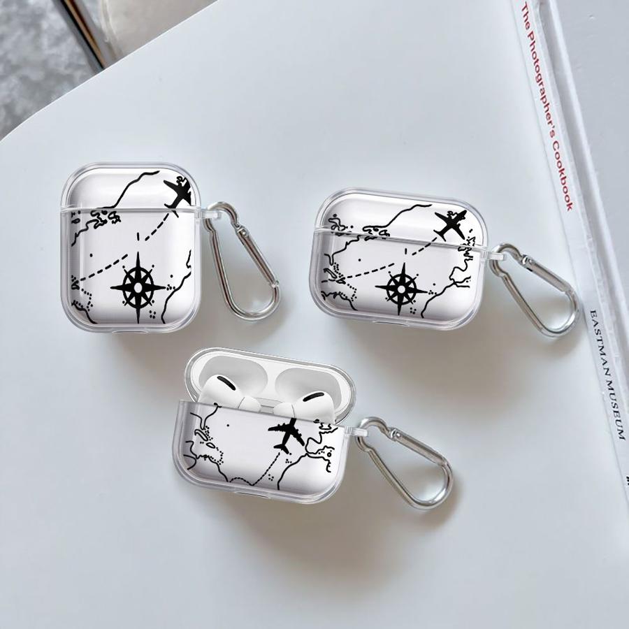 World Travel Airplane Clear Earphone Cases Cover Case For Airpods 2 3 4 Pro3 Pro Pro2 1