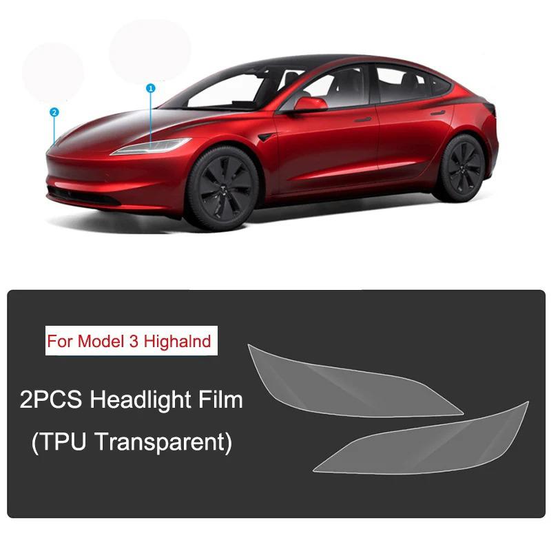 For Tesla Model 3 Highland Headlight Taillight Protective Film for Model 3+ Headlamp TPU Blackened Color Changing Films Full Fit