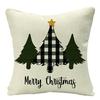 Christmas Plaid Linen Pillowcase Festive Home Decoration Gift Sofa Pillow Cushion Cover