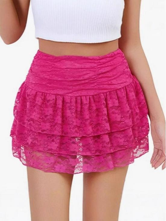 European & American Multi-layer Lace Trim Stacked Mini Midi Skirt – Sexy Fashion for Trendy Women