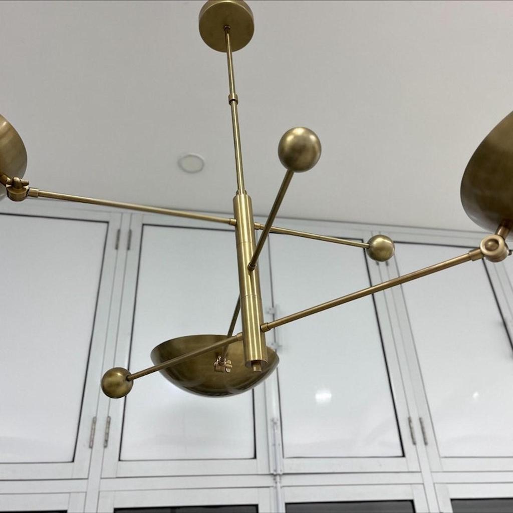 Chandelier Mid Century Modern 3 Light Pendant Raw Brass Sputnik Chandelier Light Fixture Décor