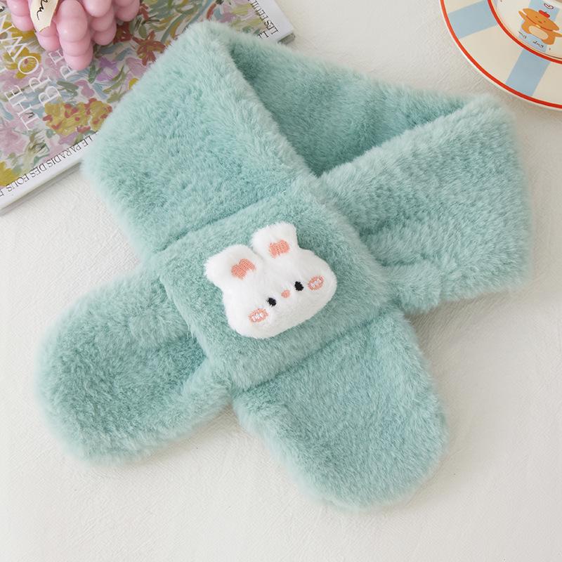 Autumn/Winter Heart Rabbit Children's Scarf - Cute Korean Style Warm Plush Baby Neck Warmer for Girls Cold Protection