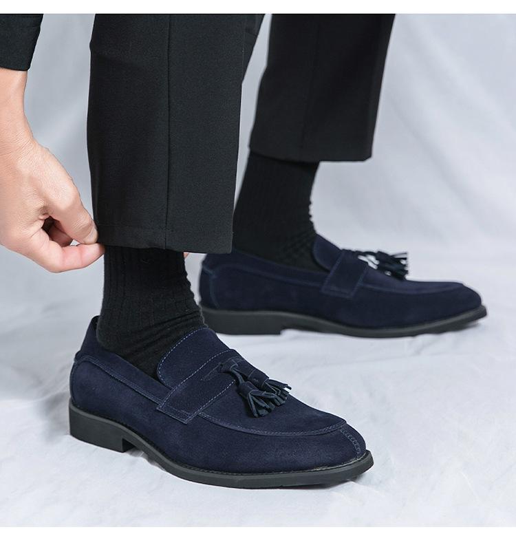 Men's Plus Size Matte Leather Tassel Loafers: Pointed Toe Business Casual Dress Shoes