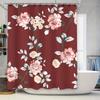 Floral Print Shower Curtains Pink White Flower Design, Modern Bath Decoration, 3D Printing Waterproof Fabric, Room Decor For Bat