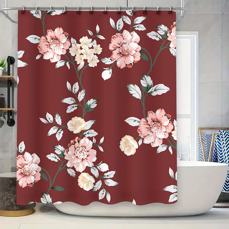 

Floral Print Shower Curtains Pink White Flower Design, Modern Bath Decoration, 3D Printing Waterproof Fabric, Room Decor For Bat W60H190(CM)-1 Pcs