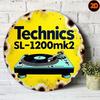 D Flat Vintage Technics SLmk Metal Wall Art Sign Retro Aluminum Circular Plaque with Vibrant Yellow Black Design