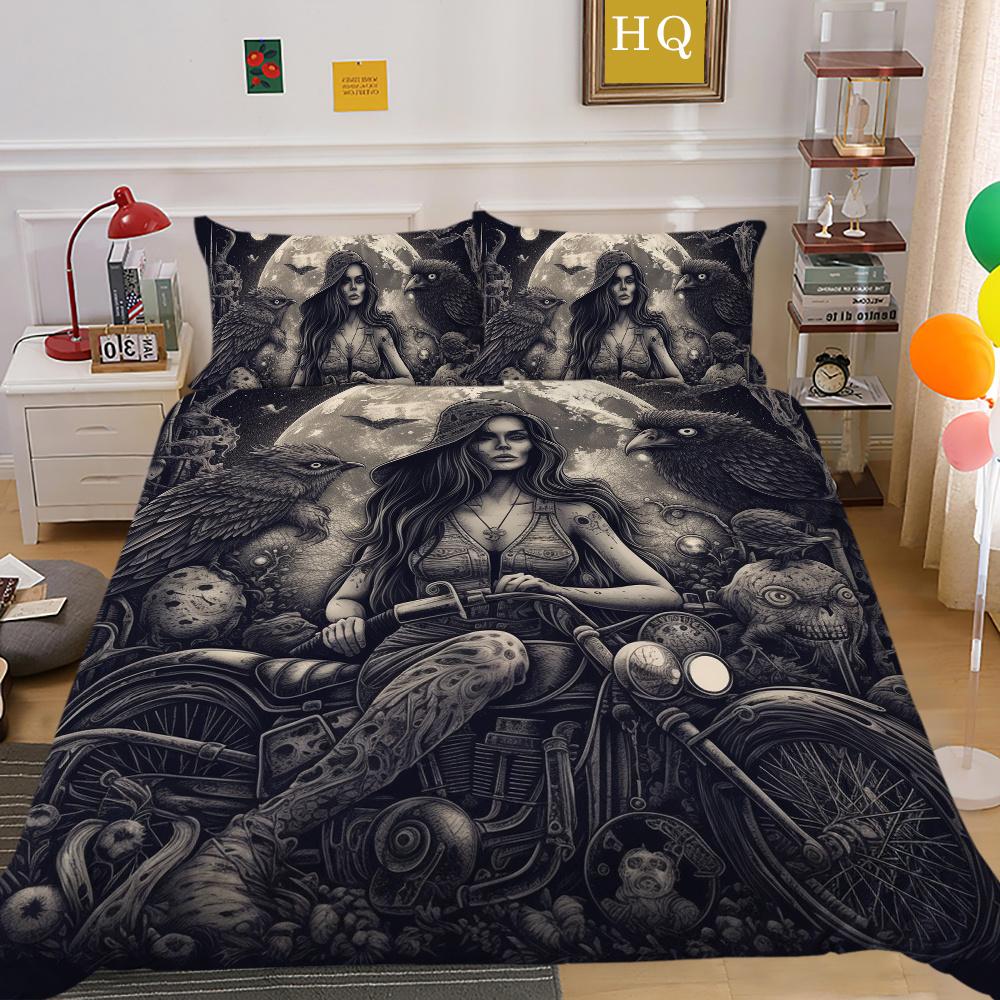 3D Beauty Skull Druck Bettwäsche Full Size Polyester Teenager Design Mode Hohe Qualität Heim Bettwäsche