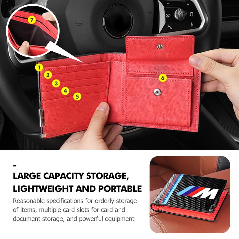 EYAG3 For BMW Car Carbon Fiber Wallet Passport ID Card Storage Bag Coin Purse E70 E91 E30 G30 E53 M3 M5 X6 X4 X7 E92 E93 X1 X3 X5