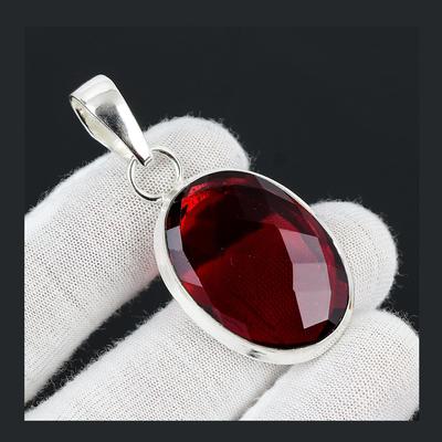 Red Garnet Gemstone Handmade 925 Sterling Silver Jewelry Pendant Statement Bohemian Pendant Red Garnet Gemstone Pendant For Gifts