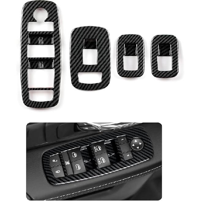 Car Air Vent Outlet Decals For -2025 Dodge Ram 1500 2500 3500 Accessories Carbon Fiber Stickers, Black