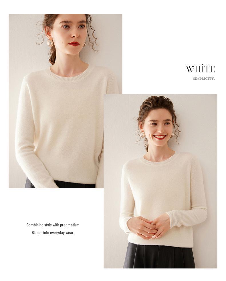 Women's Solid Color Cashmere Pullover: Autumn/Winter Long Sleeve Knit Sweater