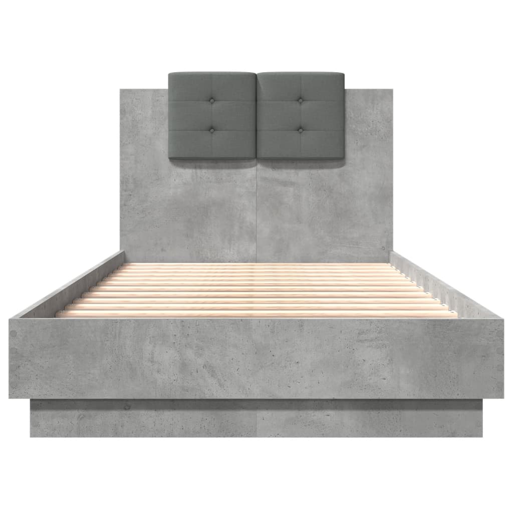 Bed Frame with Headboard Concrete Grey 75 x 190 cm Engineered Wood