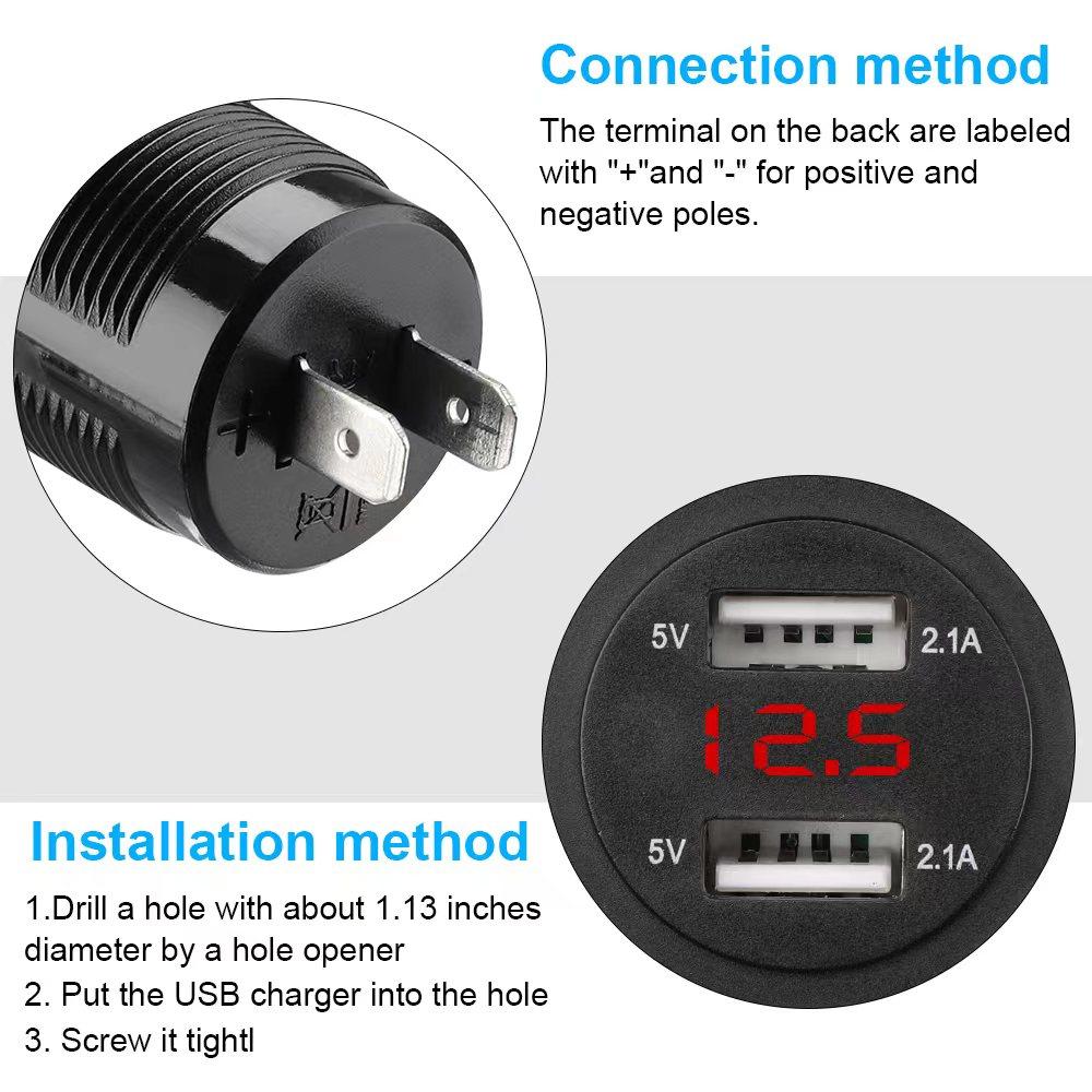 12V-24V Dual Usb4.2A Car Fast Charging Lighter Sleeve Car Fast Charger Jack Socket for Automobile Ship Aircraft Tanker Truck