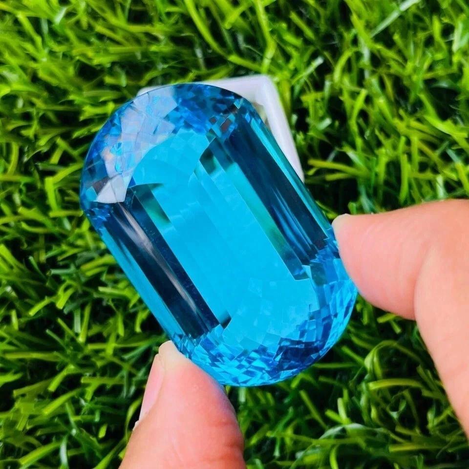Natural 110 Ct Brazilian Sky Blue Fancy Cut Topaz Certified Loose Gemstone