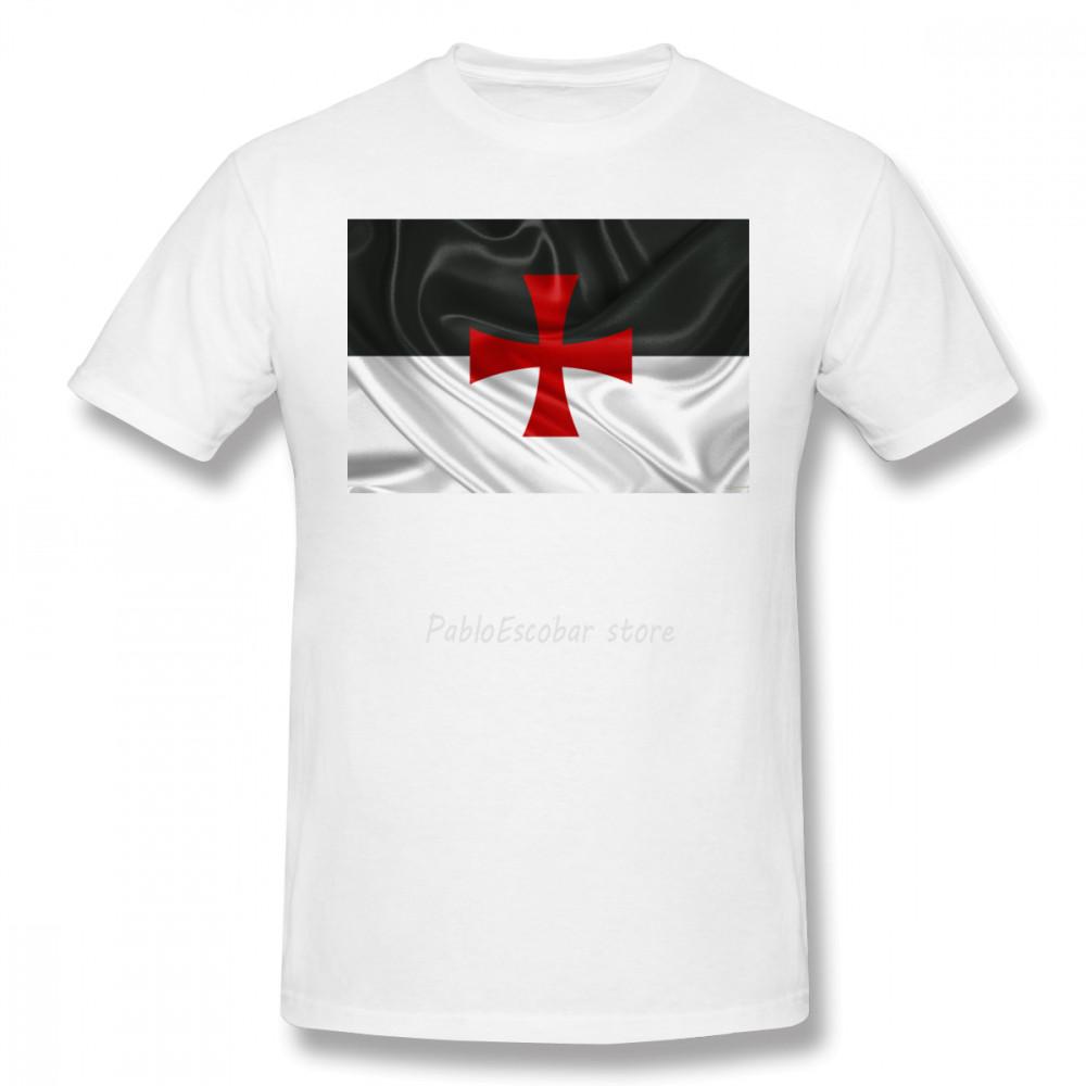 Knights Templar T Shirt Flag Of The Knights Templar T-Shirt Fun Casual Tee Shirt 100 Percent Cotton Short-Sleeve Printed Tshirt