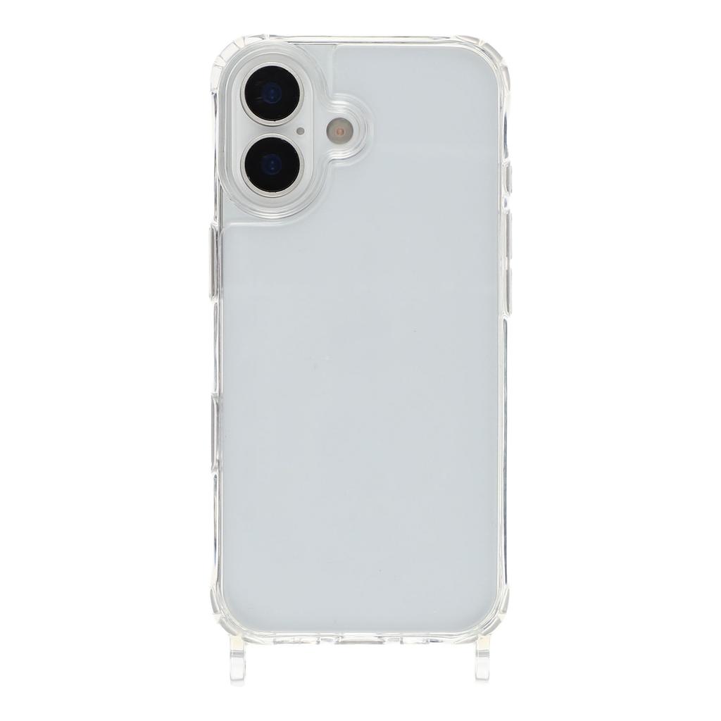 For iPhone 17 Case PC+TPU 1.5mm Clear Phone Cover with Lanyard Holes