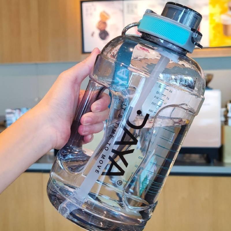 Large Capacity Transparent Sports Water Bottle Portable Strap Straw Pc Plastic Drinking Cup 2200ml Wholesale