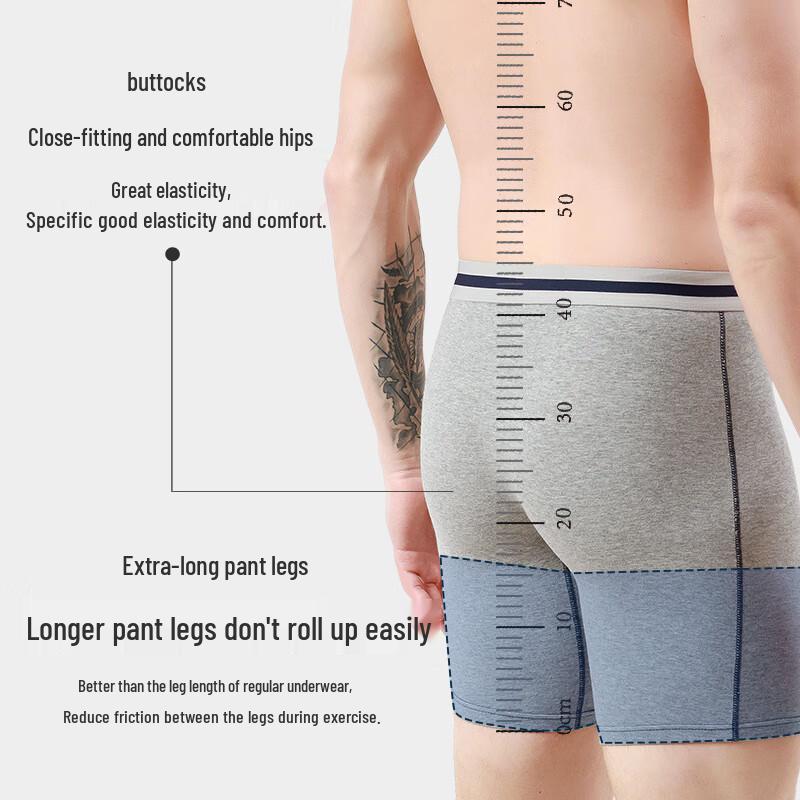 Langsha Men's 3-Pack Cotton Anti-Chafe Boxer Briefs