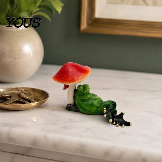 Funny Office Desk Accessories Drunk Frog on The Toilet Decor, Sculpture Tabletop Realistic Statue Cute Resin Desktop Ornament for Home Bathroom