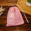 Fluorescent Pink Drawstring Mesh Bags, Polyester Reinforced Filtration Net Bags