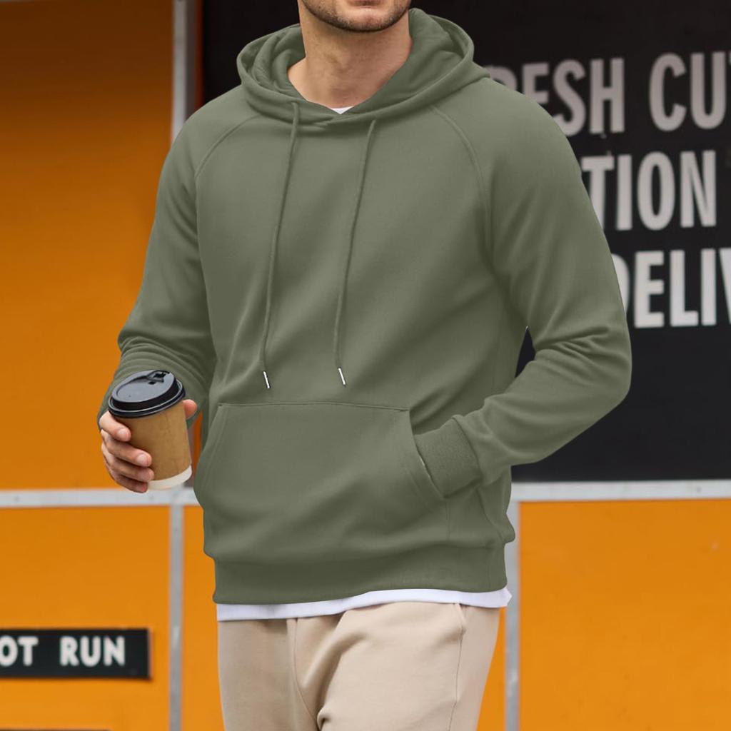 Men's Loose Fit Casual Hooded Sweatshirt Long Sleeve Pullover for Fall and Winter