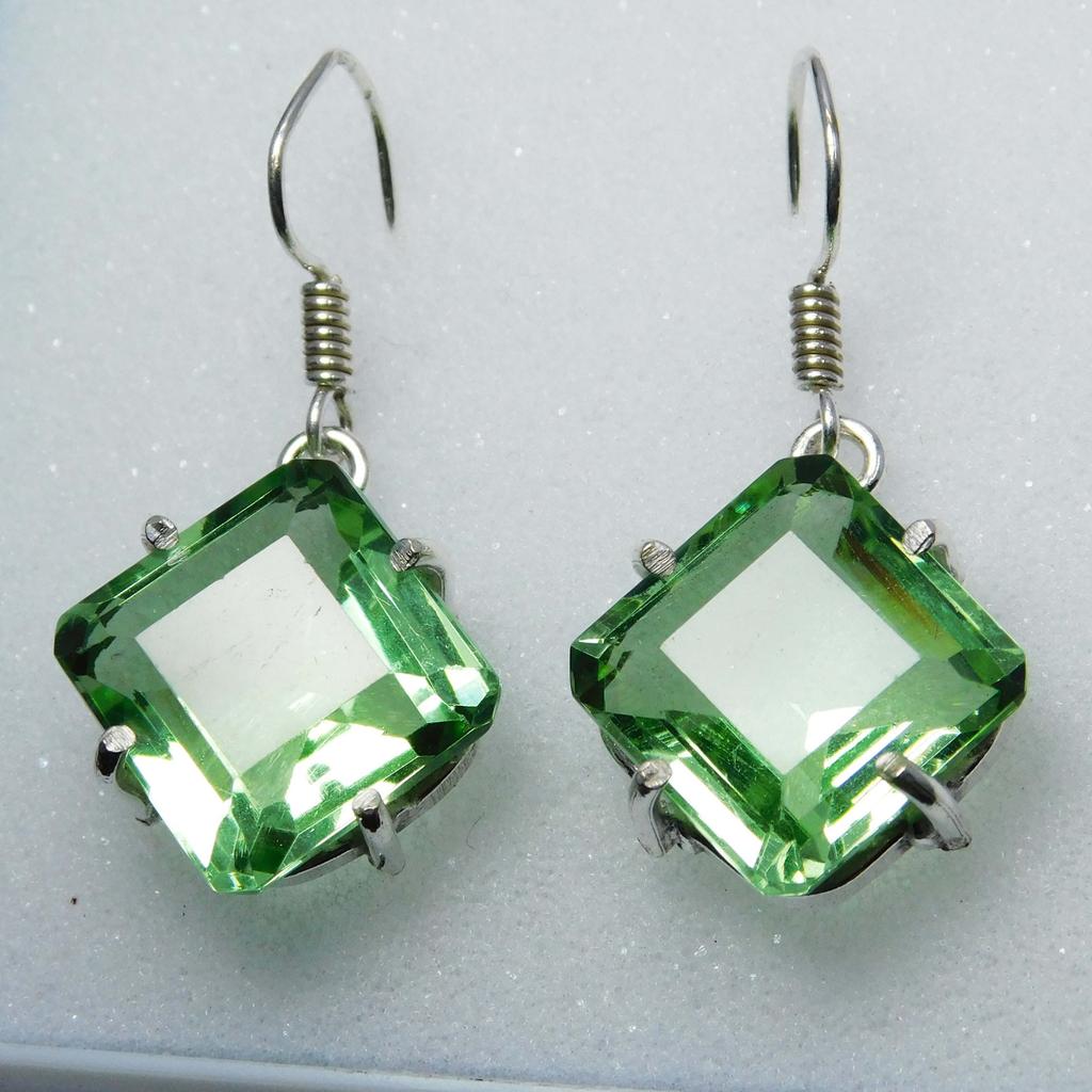 Peridot Green Square Cut 35.4 Ct Beautiful Loose Gemstone Pair CERTIFIED A-1912