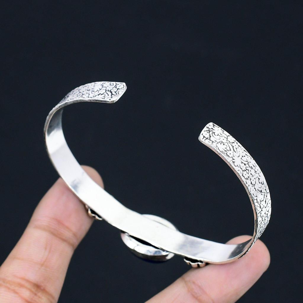 925 Sterling Silver Oval Lapis Lazuli Gemstone Engagement Art Deco Sister Bangle