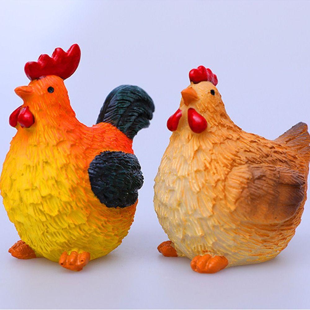 Cute Easter Chicken Figurines Resin Crafts Animal Sculpture Chicken Desktop Decoration  Party Gifts
