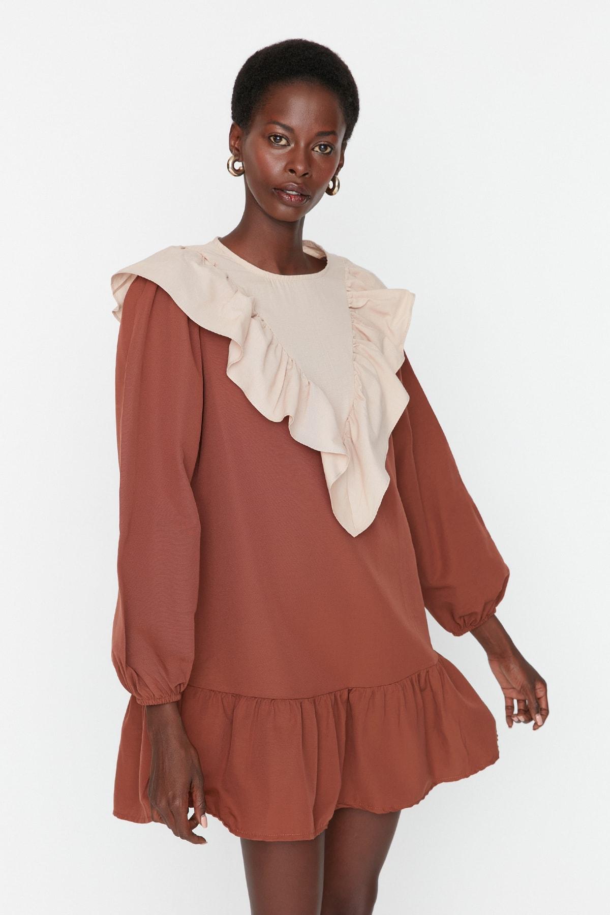 

Платье - Коричневое - Прямое