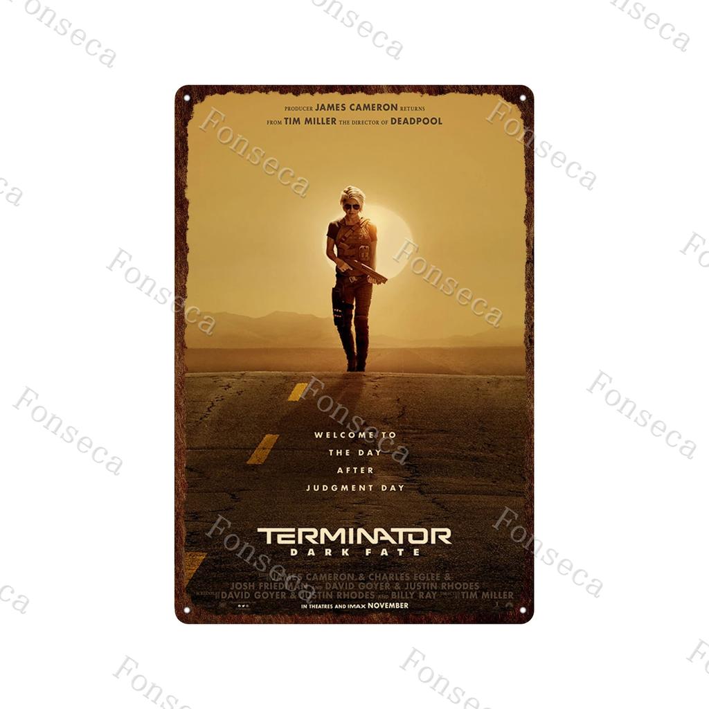 Terminator 2 Movie Metal Poster Tin Sign Classic Movies The Terminator Metal Plates Home Decoration Wall Art Iron Paining