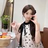 French small fragrant style temperament bow sleeveless polka dot dress female first love pure milk sweet A word short skirt Zixia