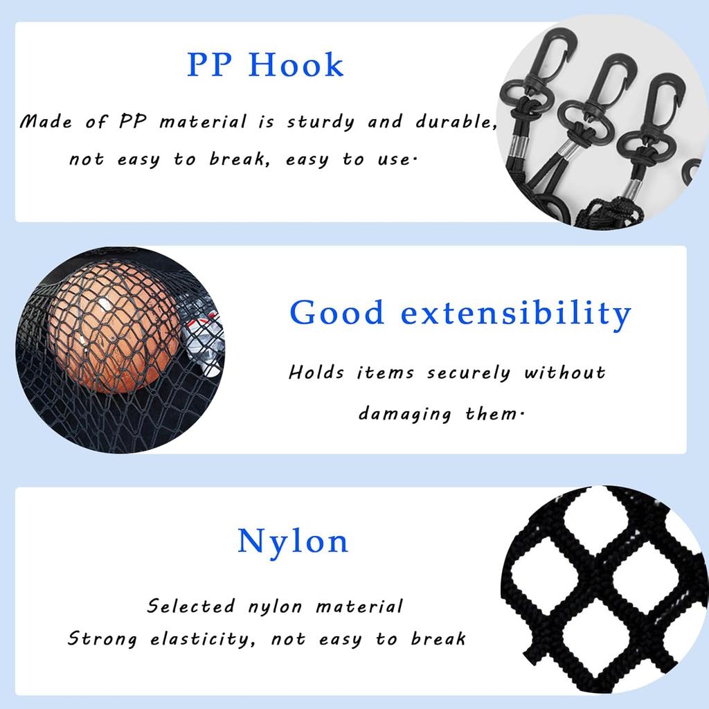 Truck Bed Cargo Net Nylon Universal Heavy Duty Truck Storage Mesh Pouch Pickup Cargo Organizer Trunk Mesh Cargo Net (51X18 Inch)