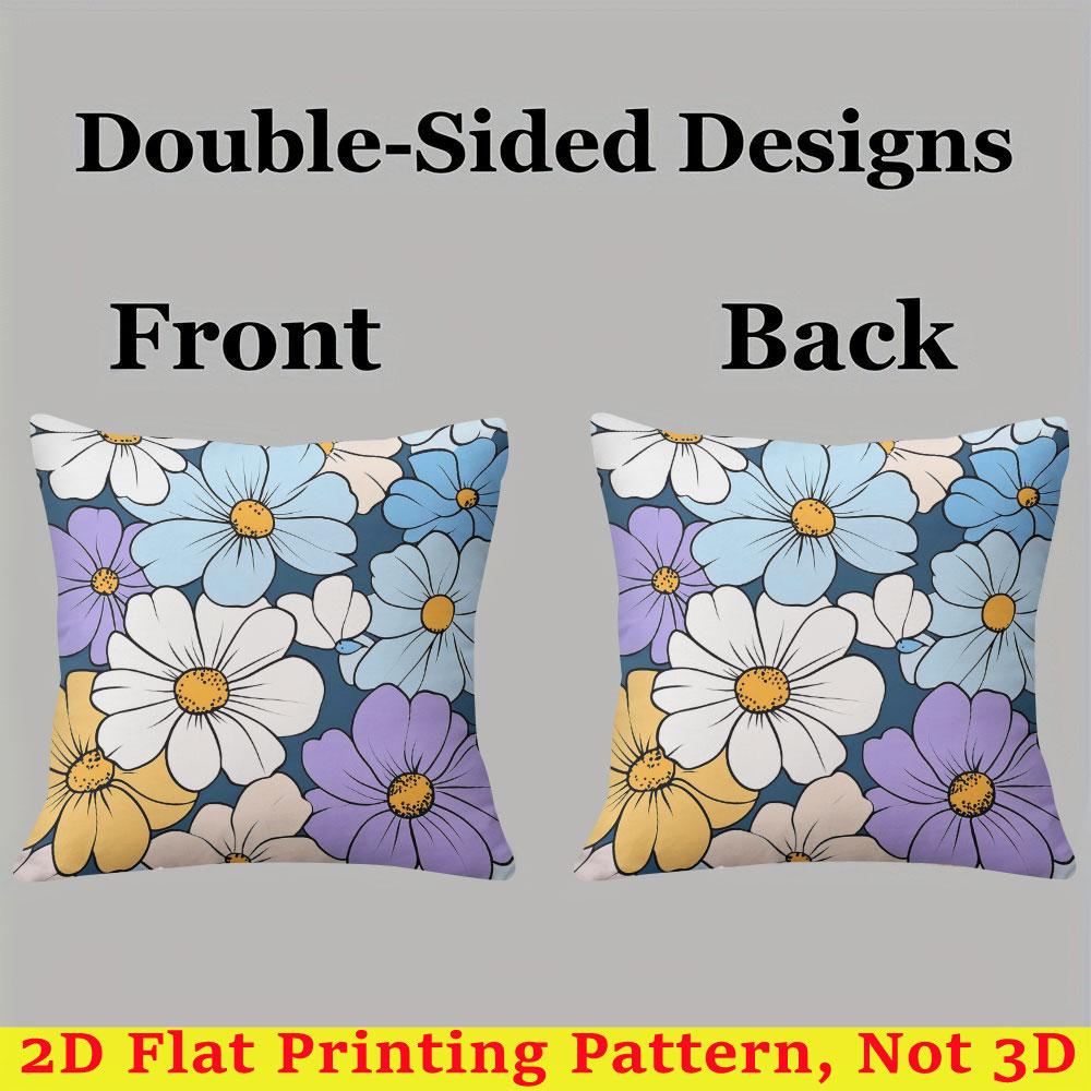 Midnight Daisy Square Jacquard Pillow Cover for Sofa Office Waist Cushion Cover Home Decorative Pillowcase