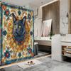Boho Cat Floral Bath Curtain - Vibrant Artistic Design, Waterproof Home Decor Adds Exotic Charm And Beauty To Your Bathroom