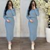 Women's European & American Autumn 2025 Knit Lapel Cardigan & Bodycon Long Skirt Set