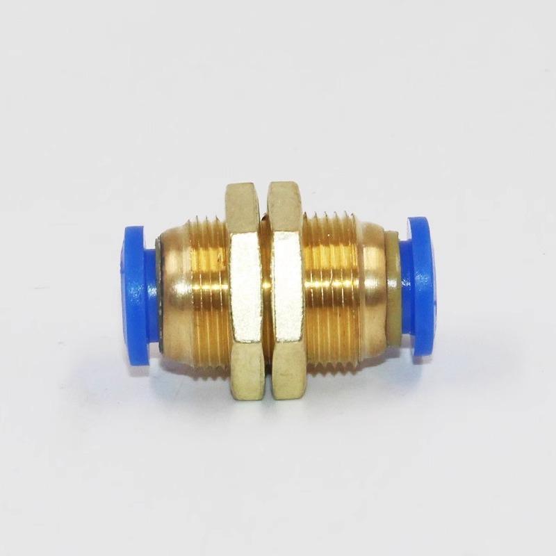 304 Stainless Steel Quick Push-In Pneumatic Tube Panel Mount Connector, External Thread, PM Sizes: 4, 6, 8, 10mm