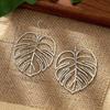 Stainless Steel Bohemian Hollow Exaggerated Leaf Dangle Drop Earring for Women Lady Geometric Female Jewelry